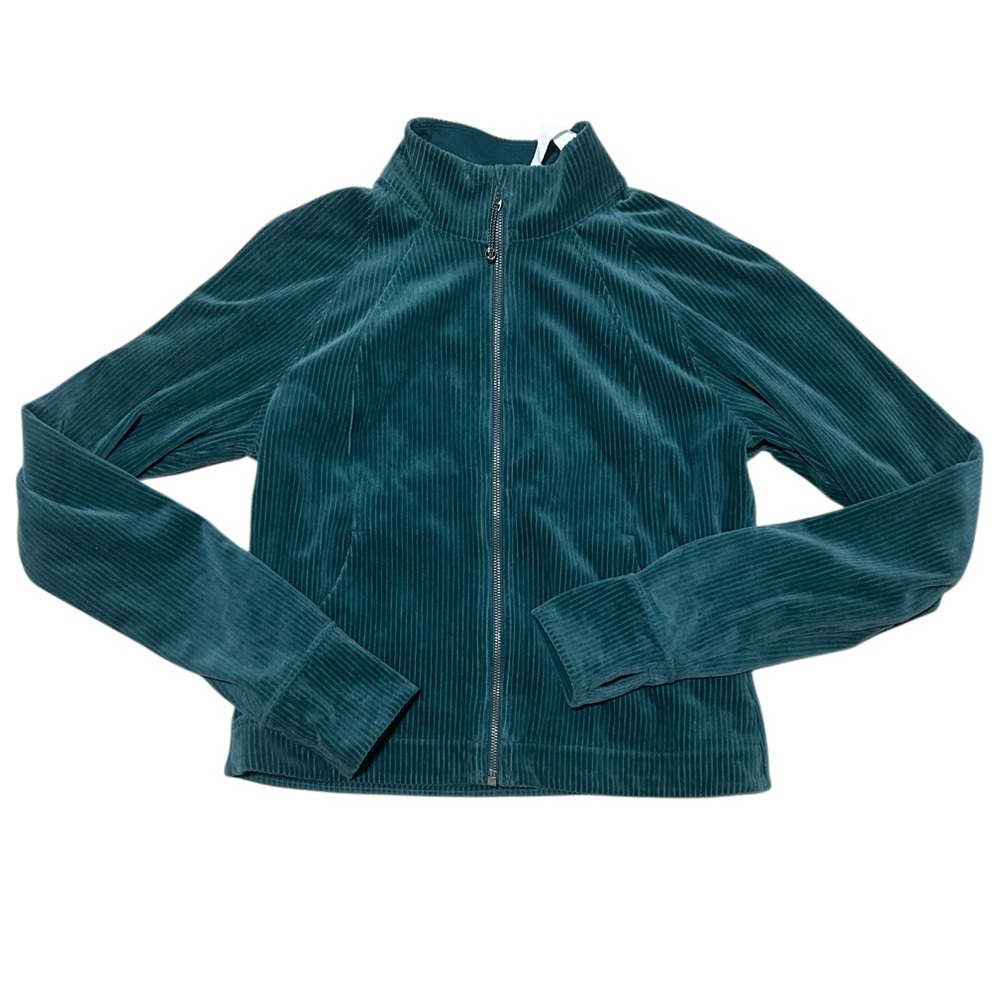 lululemon Scuba Track Jacket Velvet Cord – Storm Teal – Size 10 - Picture 2 of 4
